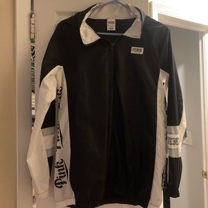 Black and white VS PINK rain jacket/wind breaker